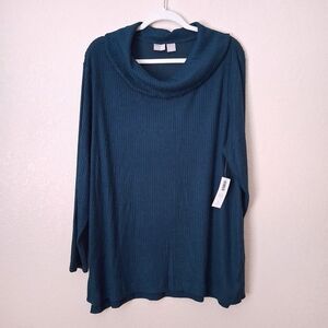 Chico's Zenergy XL Cowl Neck Long Sleeve Sweater Women's 16/18 Teal